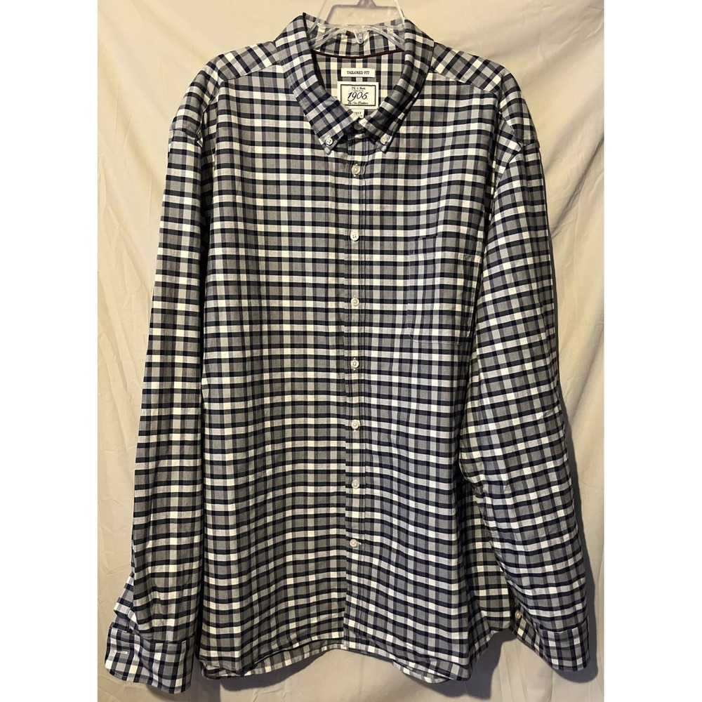 Jos. A. Bank Shirt Men's 3XT Tall Black/Gray Long Sleeve Button Down Traveler